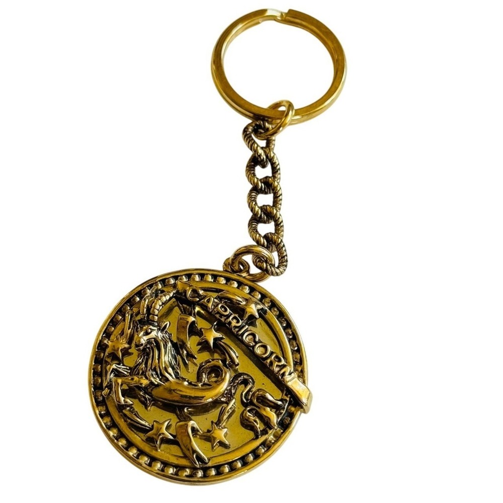 St. John Capricorn Birthday KeyChain Key Fob holder gold charm dangle Astrology